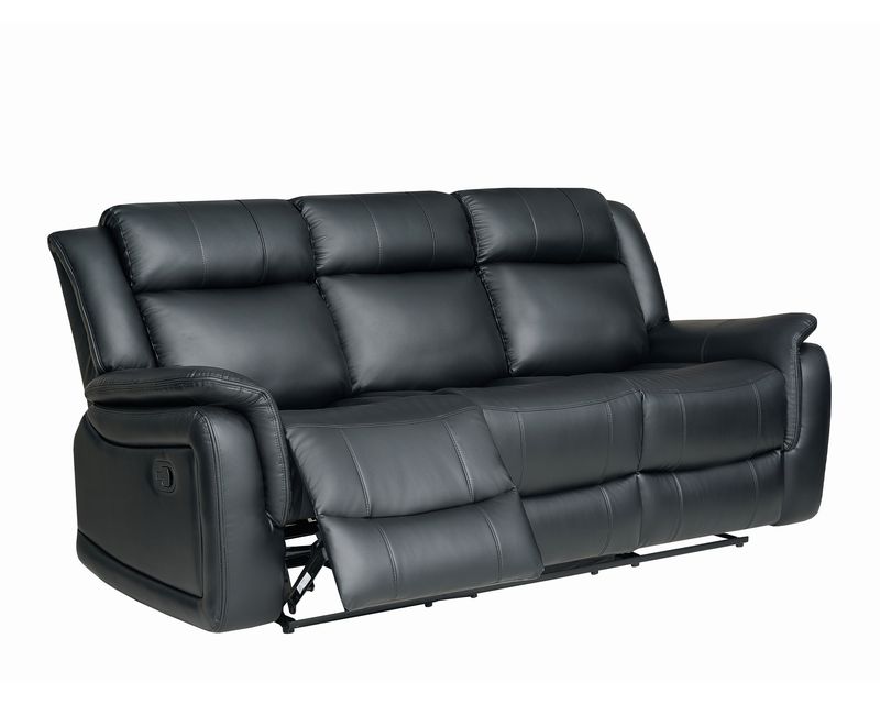 Flotti Giovanna 3-Seater PU Leather Gel (Manual Recliner) (Khaki, Black)