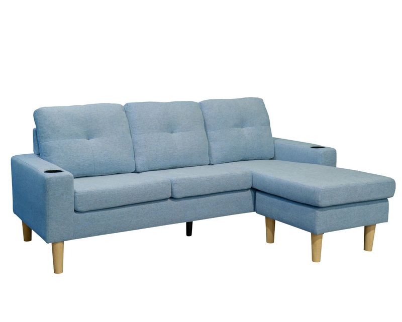Flotti Fiorella Sofa with Ottoman Convertible/Reversible L-Shape Sofa, with 2 Cup Holders (Grey, Aegean Teal, Brown, Beige, Blue)