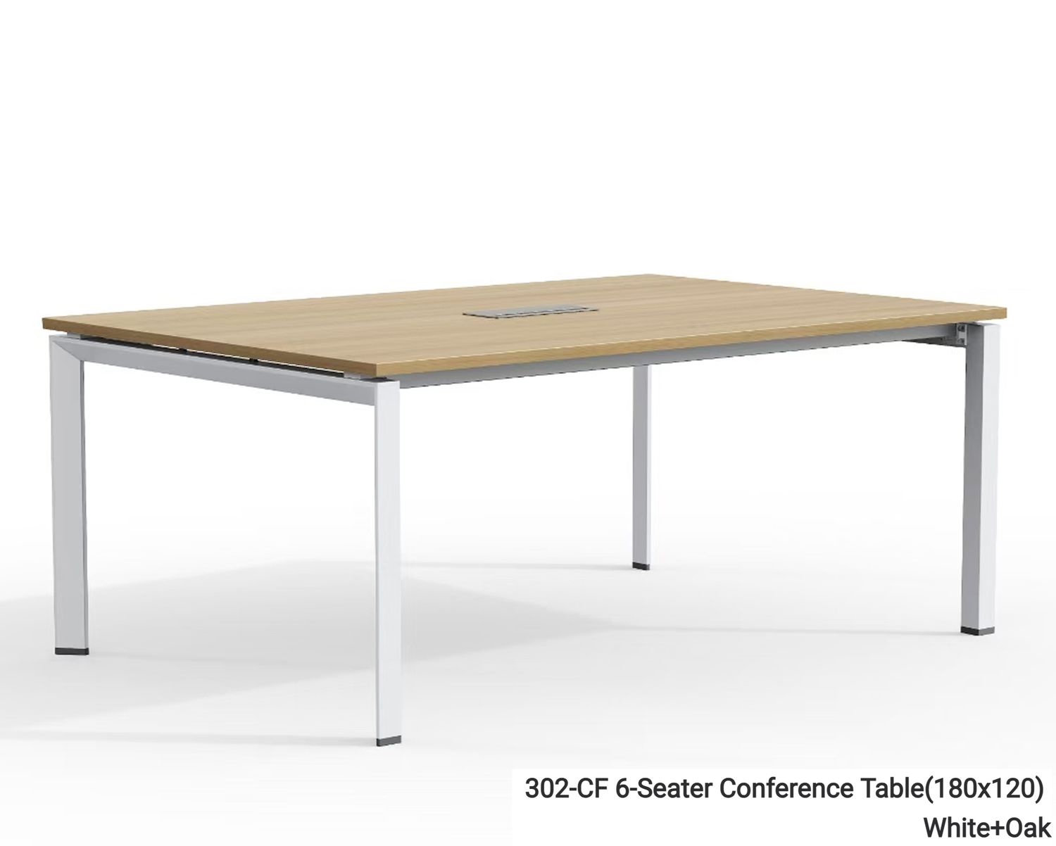 Ofix 6 Seaters / 10-14 Seaters Conference Table (180x120, 320x140) (Seating Capacity Will Vary Depending on the Chair Width), Model: 302-CF 6 Seater (180x120) White+Oak