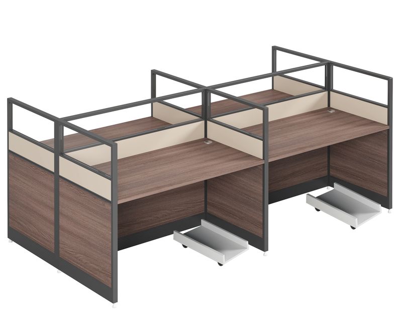 Ofix WS-100 4-Seater Workstation Table Partition Cubicle (Brown)