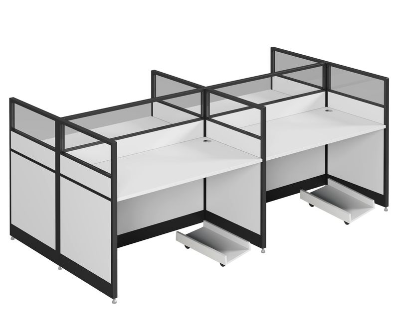 Ofix WS-100 4-Seater Workstation Table Partition Cubicle (White)