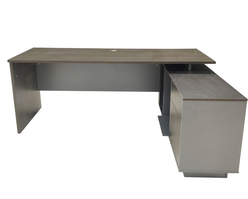 Ofix Ander Desk  Executive Table with Side Cabinet (Gold Powder Wood+Chocolate, Ebony Wood+Chocolate)