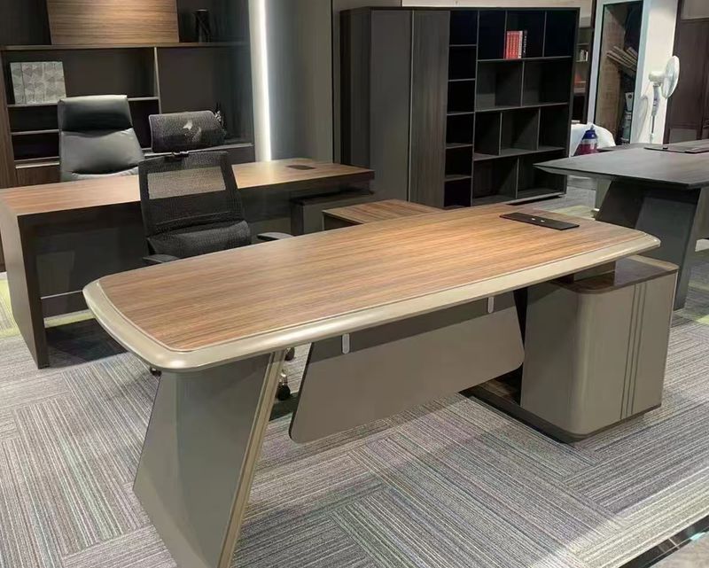 Ofix CEO Salo Desk Executive Table with Reversible Side Cabinet (Rose Wood)
