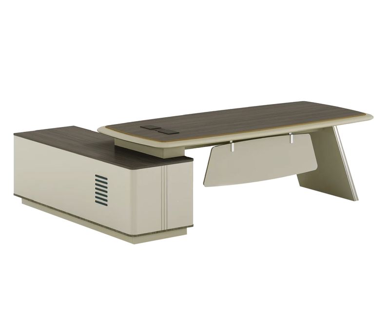 Ofix CEO Salo Desk Executive Table with Reversible Side Cabinet (Rose Wood)