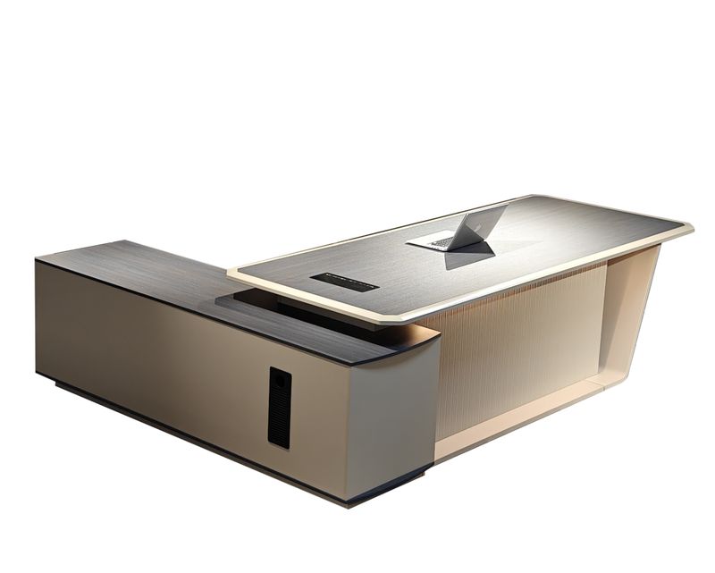 Ofix CEO Meta Desk Executive Table with Reversible Side Cabinet (Oak Grey)