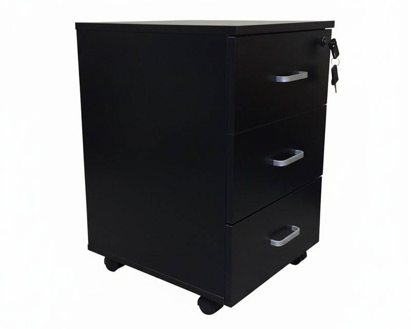 Ofix A21 Mobile Pedestal 3 Drawer (Purple Wood+Khaki, Black, White)