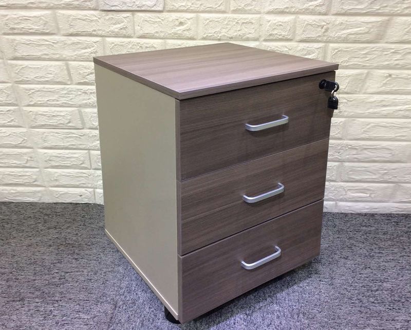 Ofix A21 Mobile Pedestal 3 Drawer (White, Dark Purple+Khaki, Walnut)