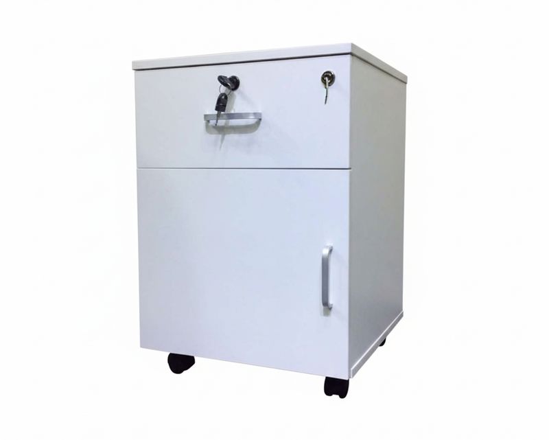 Ofix A22 Mobile Pedestal 1Cabinet+1 Drawer (White, Black, Purple Wood+Khaki)