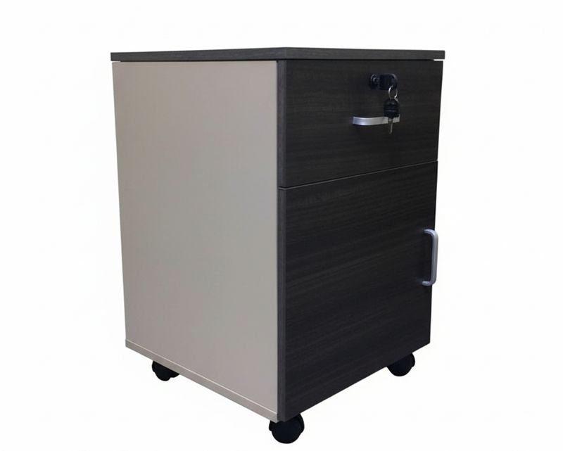 Ofix A22 Mobile Pedestal 1Cabinet+1 Drawer (Black, Purple Wood+Khaki)