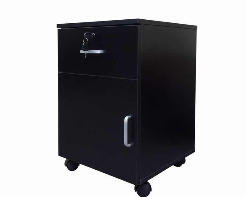 Ofix A22 Mobile Pedestal 1Cabinet+1 Drawer (White, Black, Purple Wood+Khaki)