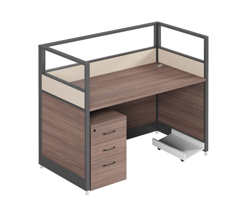 Ofix WS-380 1 Seater Workstation Partition Cubicle w/ Drawer (Maple, Dark Purple+Khaki, Blue+White)