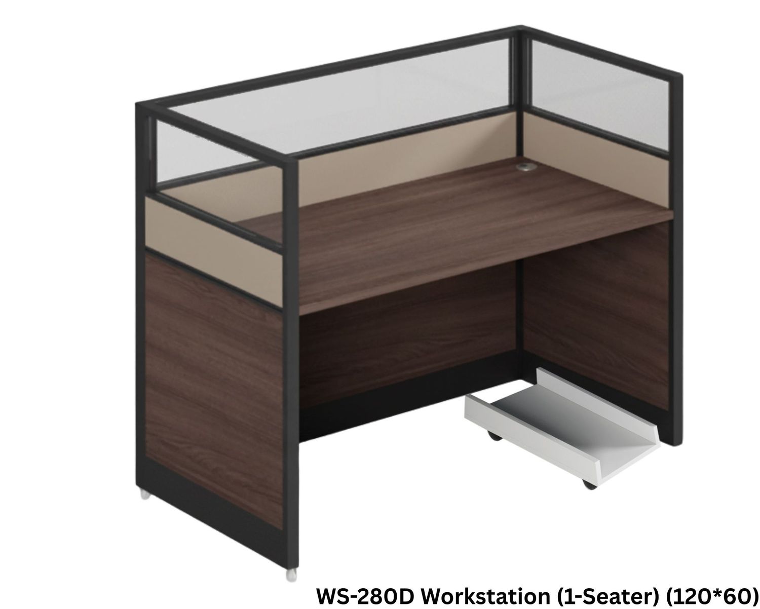 Ofix WS-280 1 Seater Workstation Partition Cubicle (White), Model: WS-280D Workstation (1-Seater) (120*60)