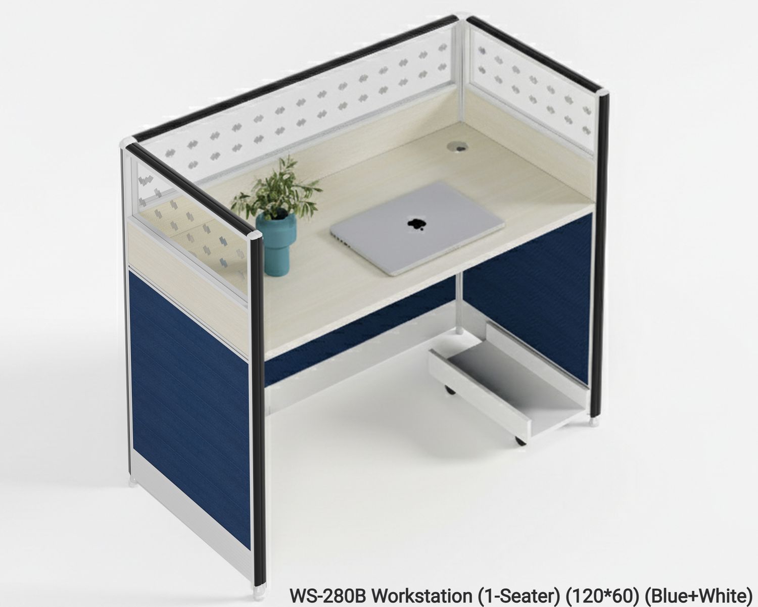 Ofix WS-280 1 Seater Workstation Partition Cubicle (Blue, Dark Purple+Khaki), Model: WS-280B Workstation (1-Seater) (120*60) (Blue+White) (SOLD OUT, PRE-ORDER FOR MID SEPTEMBER)