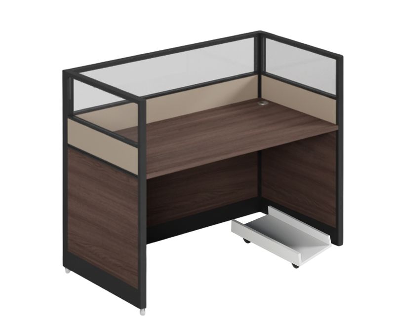 Ofix WS-280 1 Seater Workstation Partition Cubicle (Blue, Dark Purple+Khaki)