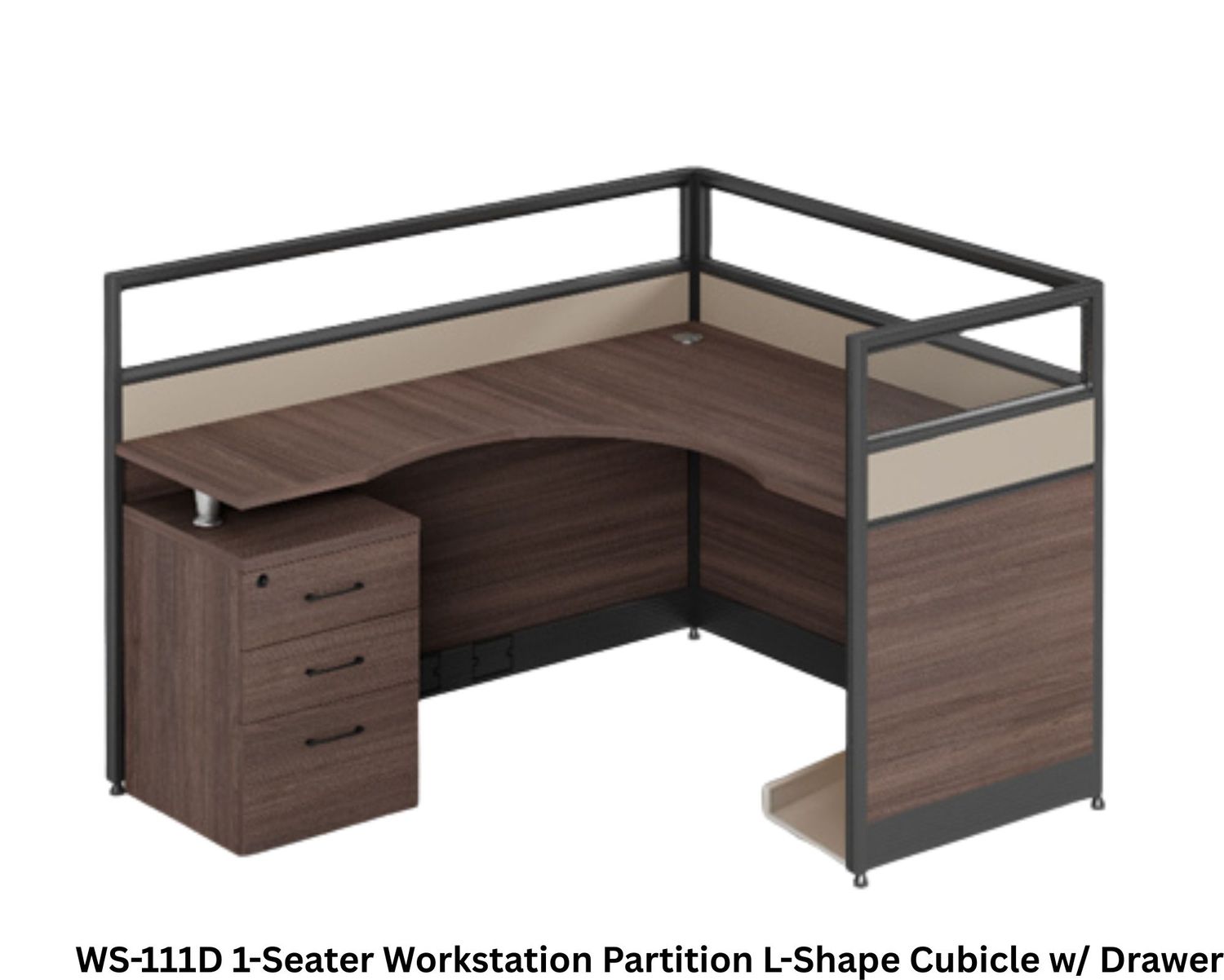 Ofix WS-111 1-Seater Workstation Partition L-Shape Cubicle w/ Drawer, Model: WS-111D 1-Seater Workstation Partition L-Shape Cubicle w/ Drawer