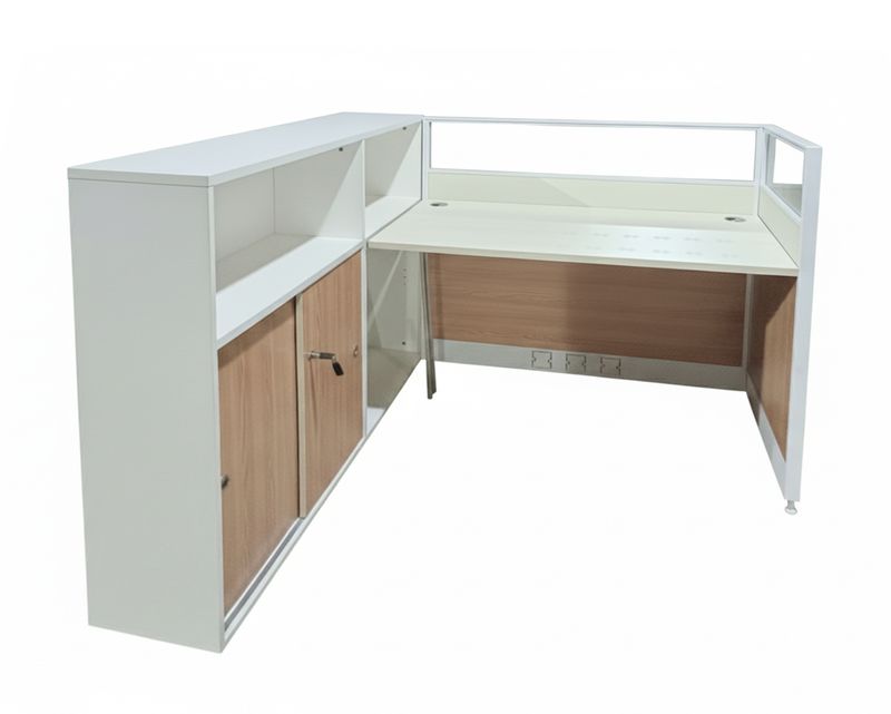 Ofix WS-333 1-Seater Workstation Partition Cubicle w/ High Cabinet (Maple)