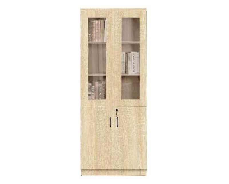 Ofix 5-Layer Glass Swing Door Filing Cabinet (Natural Wood)