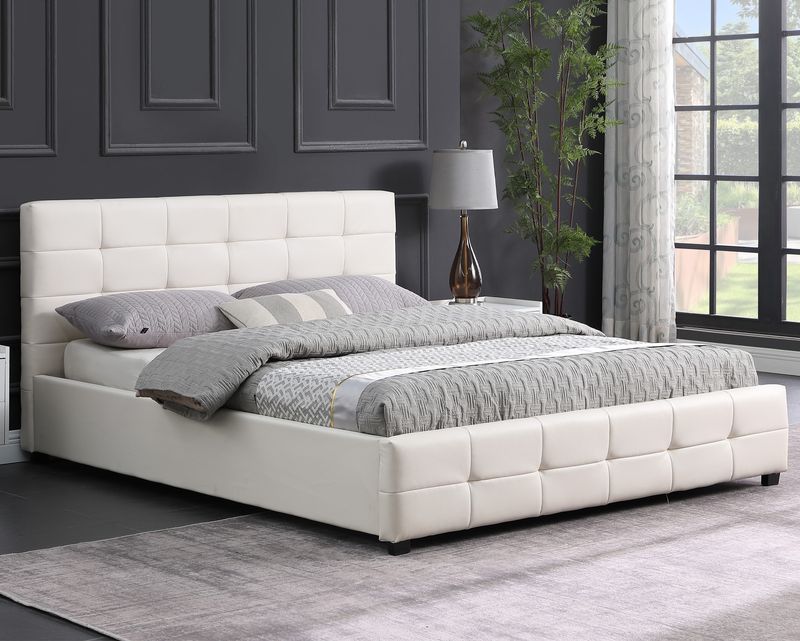 Flotti Celina PU Leather Upholstered Bed Frame (Double, Queen, King) (Grey, Beige) (up to 10 inches Height Mattress) (Side Drawers Are Not Included)