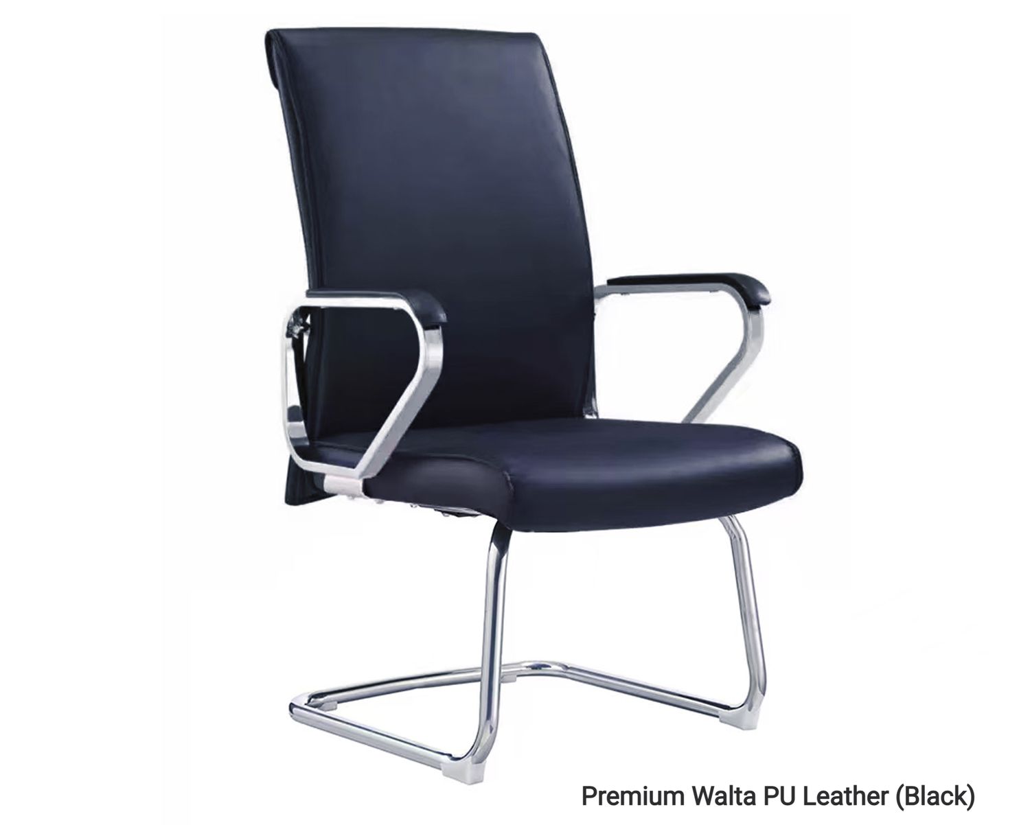Ofix Premium Walta PU Leather Visitor Chair (Brown, Black), Model: Premium Walta PU Leather (Black)