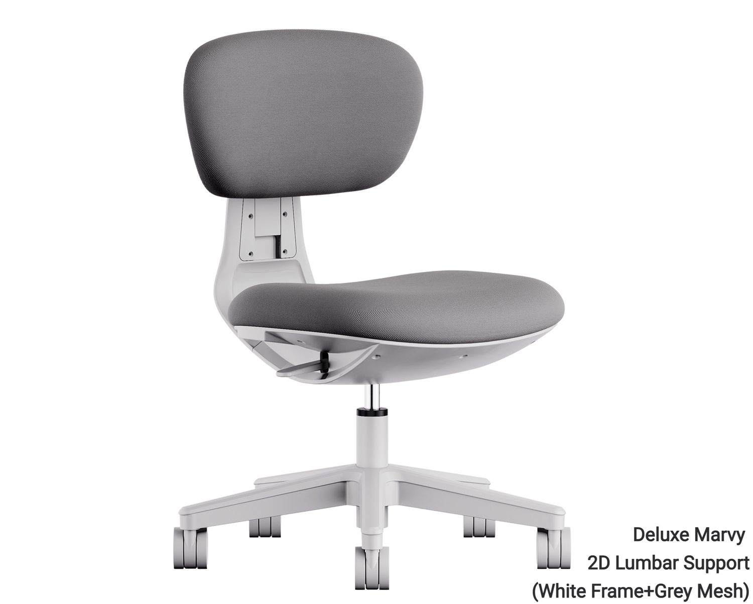Ofix Deluxe Marvy Ergonomic Office Chair (2D Lumbar Support) (Grey), Model: Deluxe Marvy  2D Lumbar Support (White Frame+Grey Mesh)