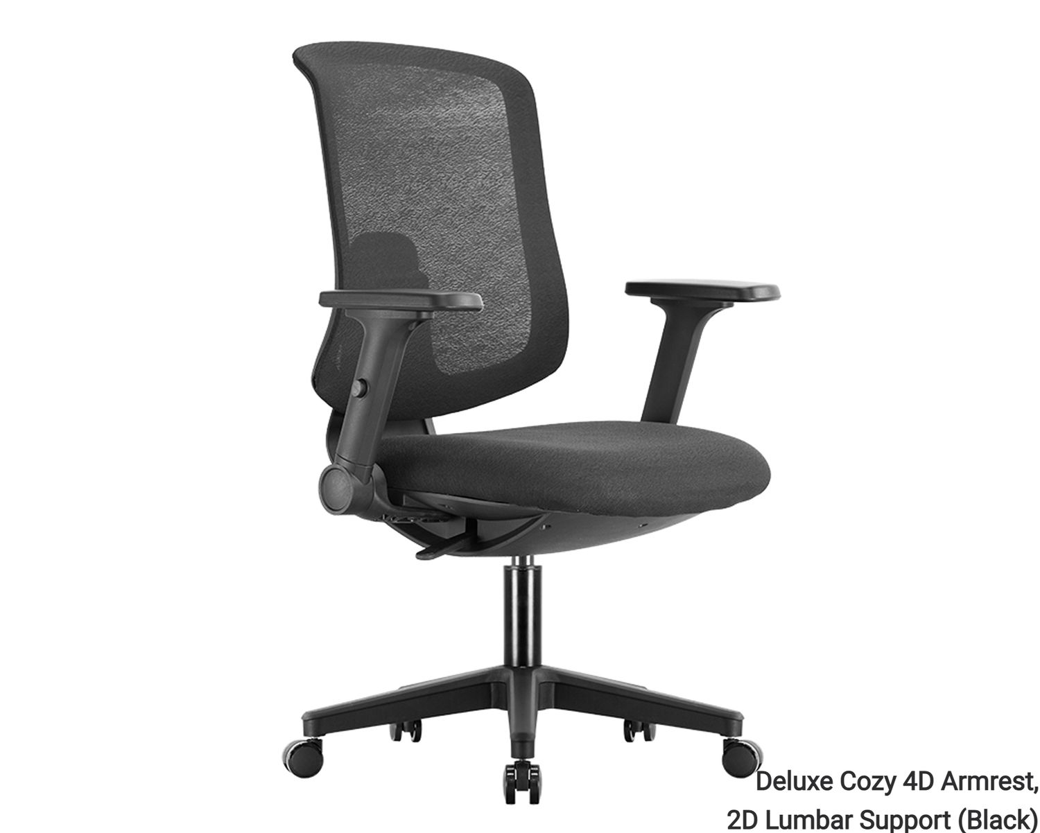 Ofix Deluxe Maxi / Deluxe Cozy Ergonomic Office Chair (4D Armrest, 2D Lumbar Support) (Grey, Black), Model: Deluxe Cozy 4D Armrest, 2D Lumbar Support (Black)