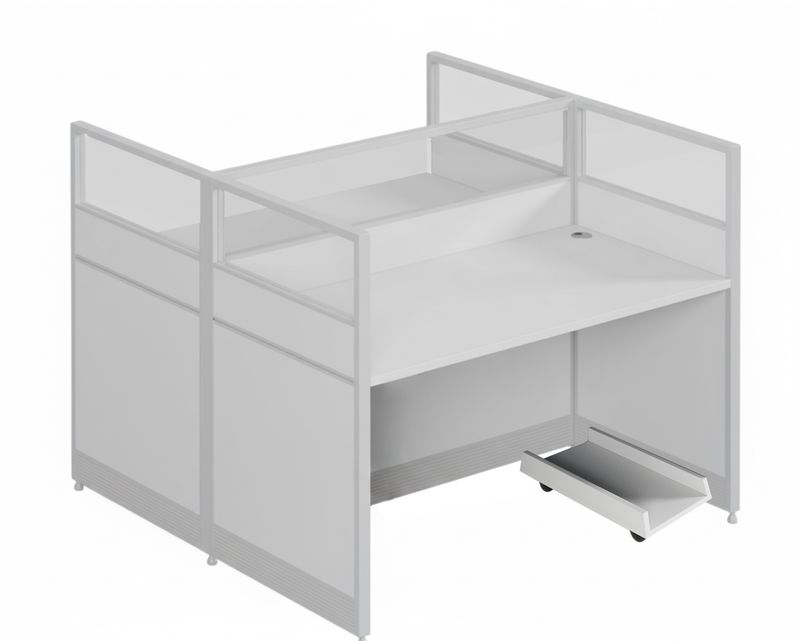 Ofix WS-840 2 Seater Workstation Partition Cubicle (White)