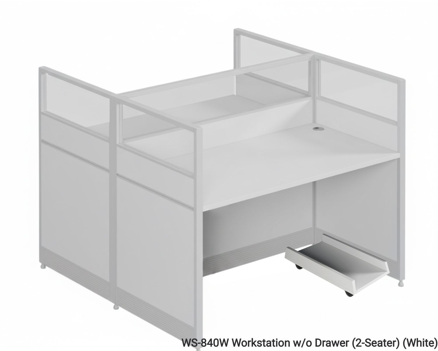 Ofix WS-840 2 Seater Workstation Partition Cubicle (White), Model: WS-840W Workstation w/o Drawer (2-Seater) (White)