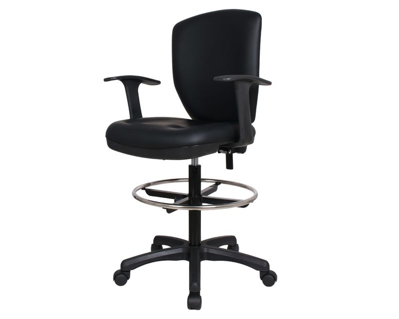 Ofix Premium S-07 PU Leather Drafting High Chair (Black, Brown)