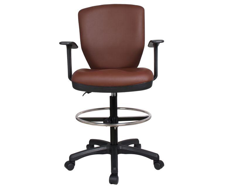 Ofix Premium S-07 PU Leather Drafting High Chair (Black, Brown)