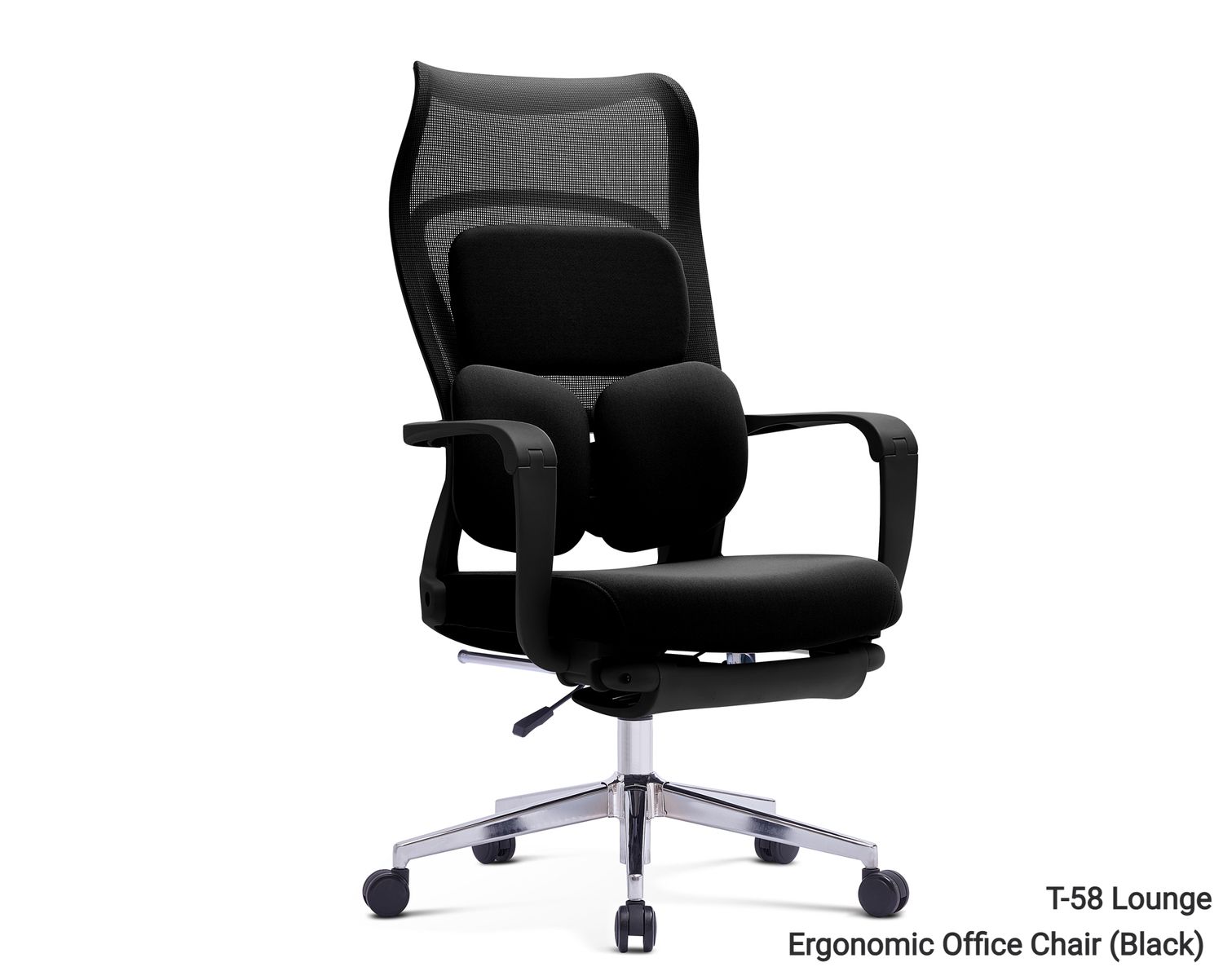 Ofix T-58 Lounge Ergonomic Office Chair (Black), Model: T-58 Lounge Ergonomic Office Chair (Black)