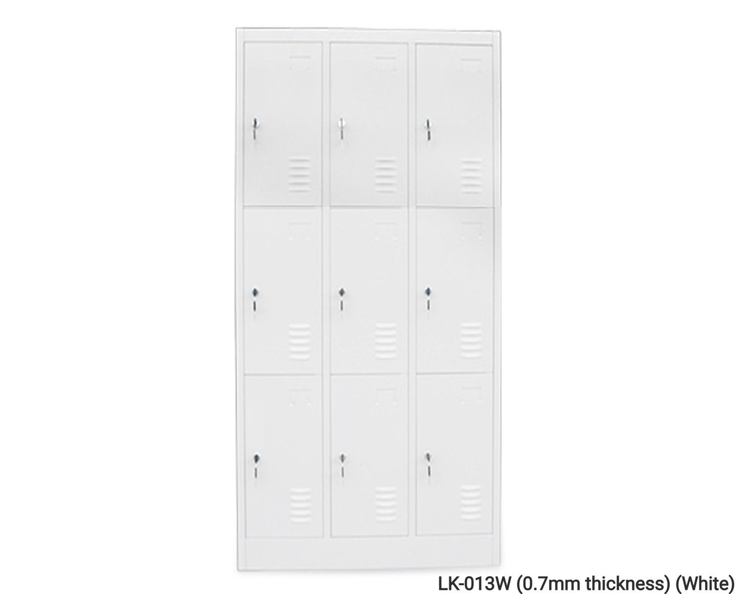 Ofix 9-Door Steel Locker Cabinet (White, White+Dark Grey), Model: LK-013W (0.7mm thickness) (White)