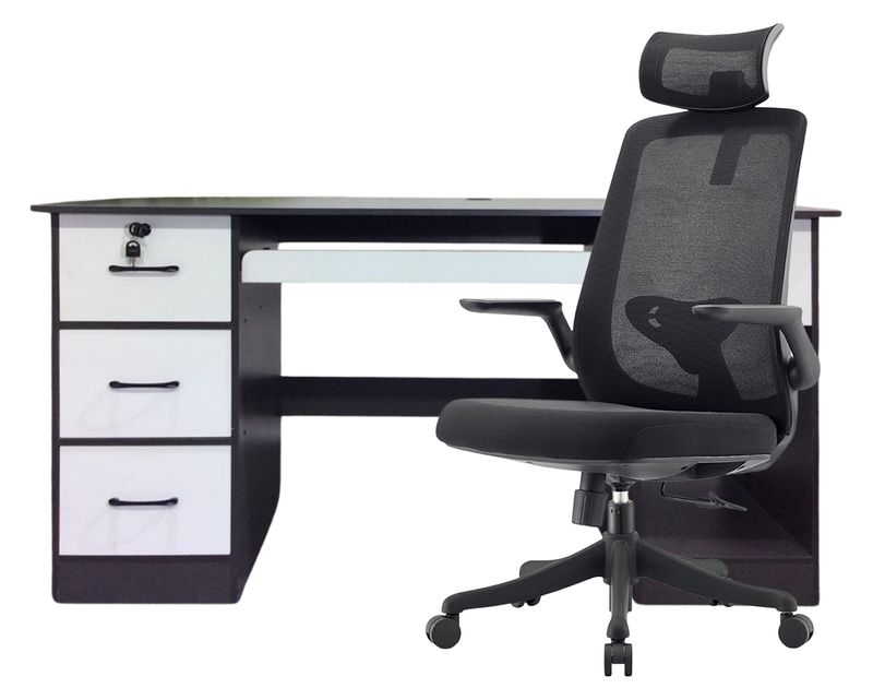 Ofix Desk 22 with Keyboard Holder, 4 Drawers w/ 2 Keys Table &amp; Chair Set