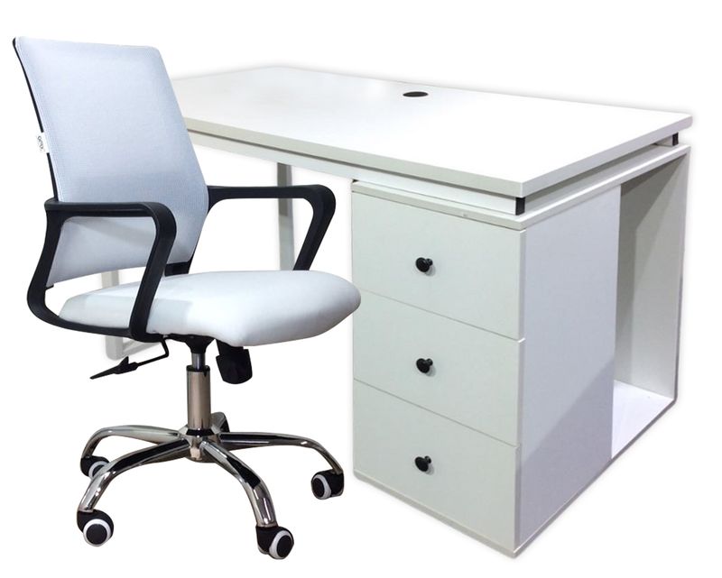 Ofix  Desk 21 with 3 Drawer Table &amp; Chair Set  (120*60) (White)