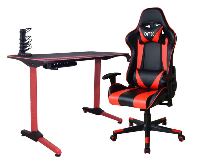 OFX GD2 Vitesse Red + (Gideon Gaming Chair / Croco V1 PU Gaming Chair 3D Armrest) (Black+Red)
