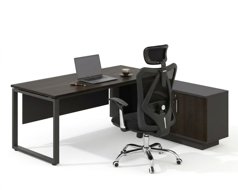 Ofix 900-EX Executive Desk with Side Cabinet+Sihoo M16 Desk &amp; Chair Set