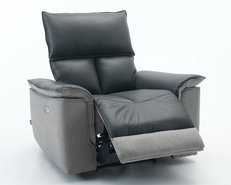 Flotti Freya Air Leather 1-Seater (Manual / Power) Reclining Chair (Black+Dark Grey, Dark Grey+Light Grey)