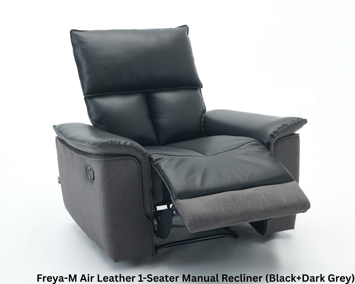 Flotti Freya Air Leather 1-Seater (Manual / Power) Reclining Chair (Black+Dark Grey, Dark Grey+Light Grey), Color Option:: Freya-M Air Leather 1-Seater Manual Recliner (Black+Dark Grey) (SOLD OUT, PRE-ORDER FOR MID APRIL)