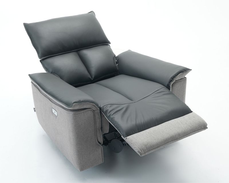 Flotti Freya Air Leather 1-Seater (Manual / Power) Reclining Chair (Black+Dark Grey, Dark Grey+Light Grey)