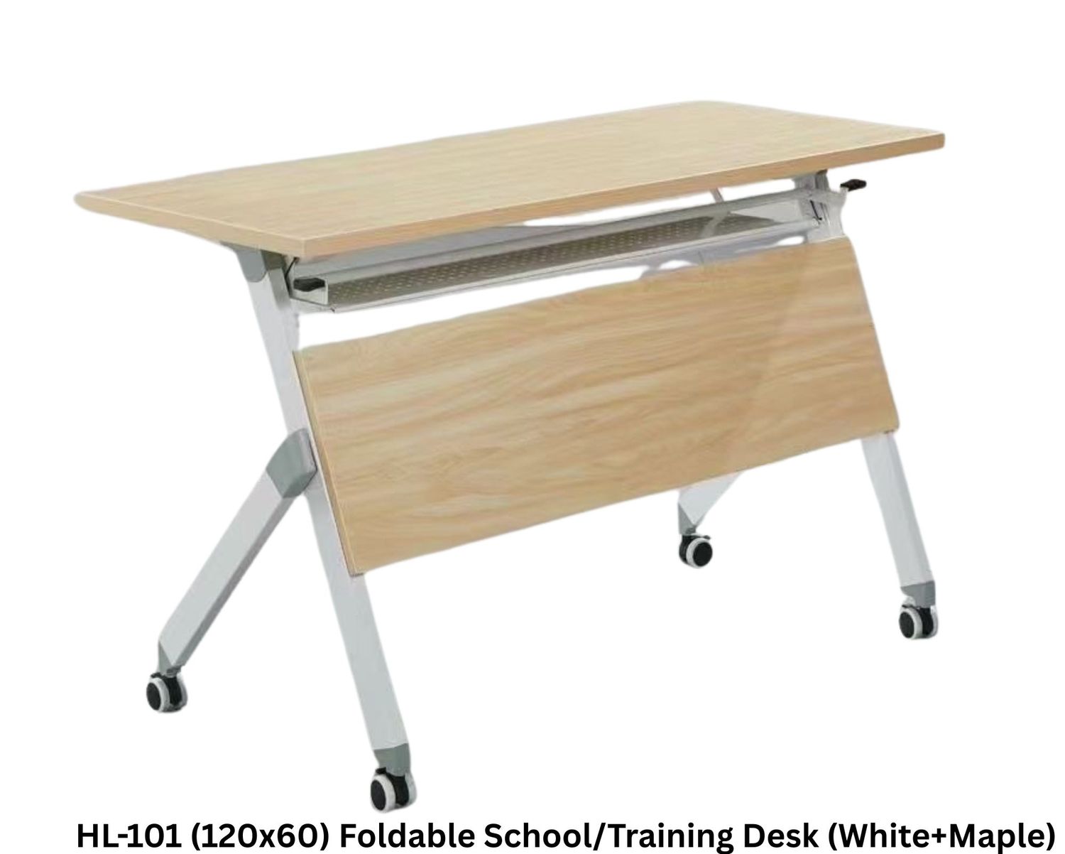 Ofix HL-101 (120x60) Foldable School/Training Desk (White+Maple), Model: HL-101 (120x60) Foldable School/Training Desk (White+Maple)