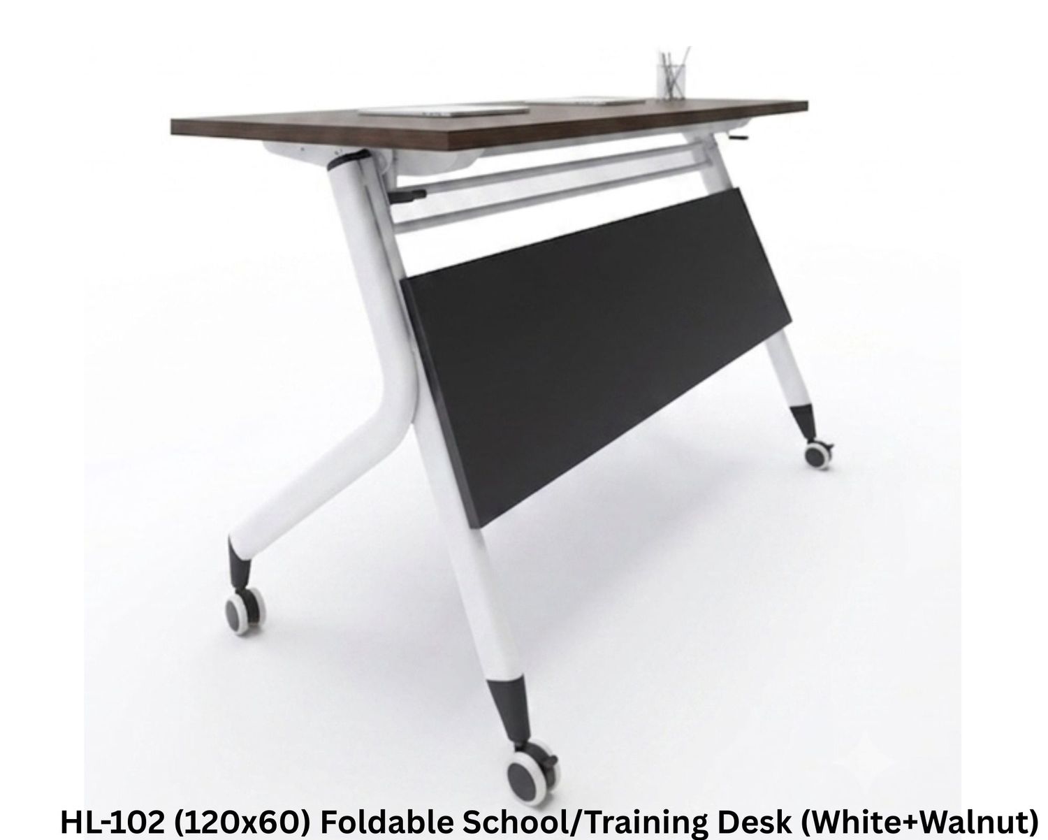 Ofix HL-102 (120x60) Foldable School/Training Desk (White+Walnut), Model: HL-102 (120x60) Foldable School/Training Desk (White+Walnut)
