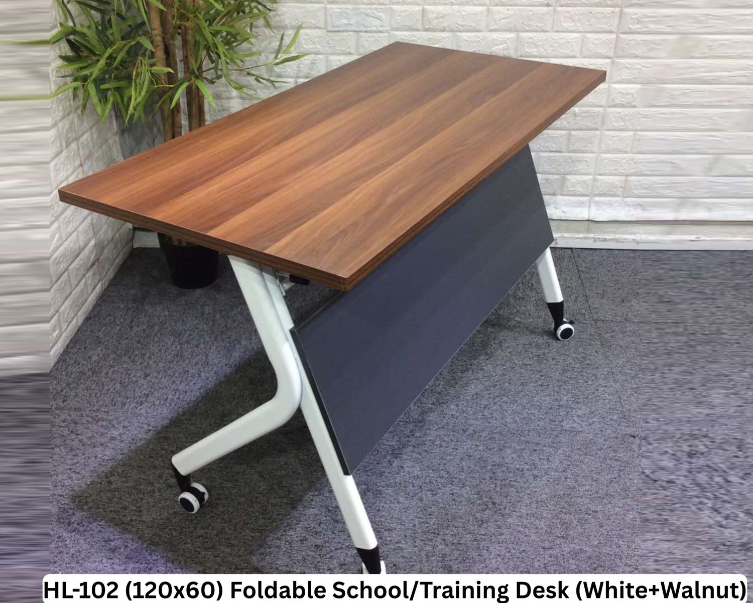 Ofix HL-102 (120x60) Foldable School/Training Desk (White+Walnut), Model: HL-102 (120x60) Foldable School/Training Desk (White+Walnut)
