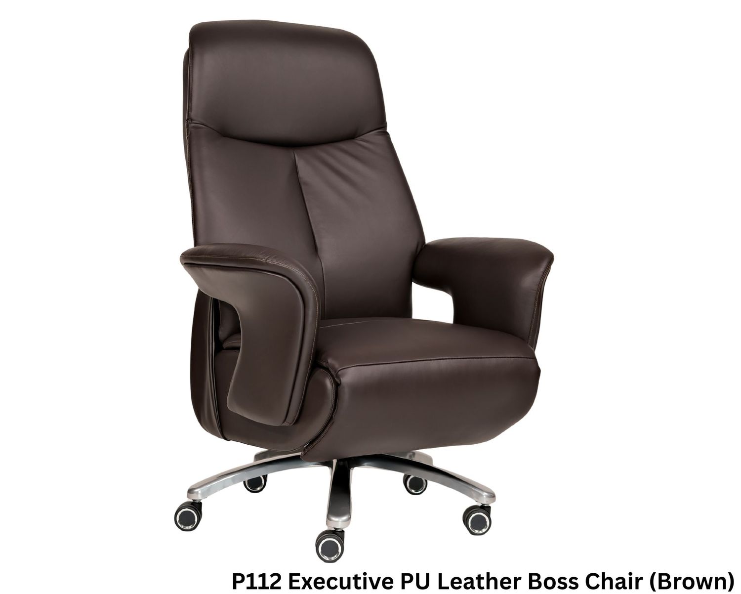 Ofix P112 Executive PU Leather Boss Chair (Brown), Color: P112 Executive PU Leather Chair (Brown)