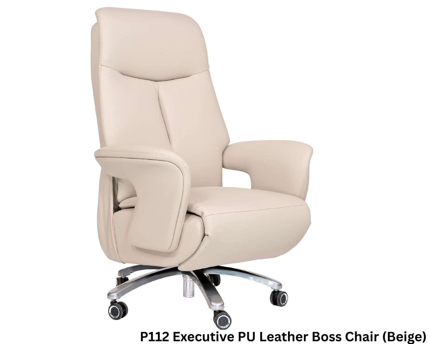 Ofix P112 Executive PU Leather Boss Chair (Beige, Brown), Color: P112 Executive PU Leather Chair (Beige)