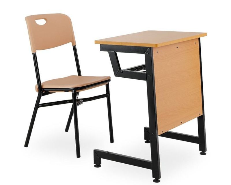 Ofix SC-001 Student Desk &amp; Chair Set (Black Wood Color+Yellow)