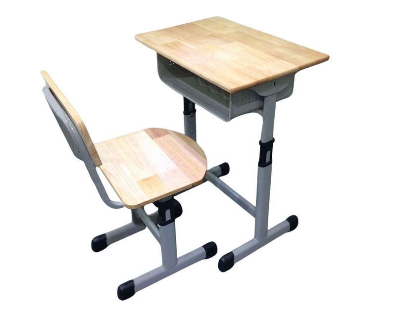 Ofix SC-700 Student Desk &amp; Chair Set (Grey+Natural Wood Color)