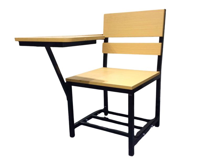 Ofix SC-500 Student School Chair (Iron Black+Wood Yellow Color)