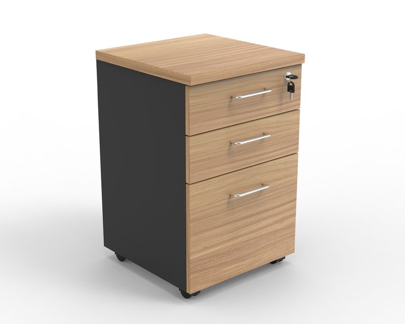 Ofix MB-100-L Mobile Pedestal 3 Drawer (Walnut Grey)