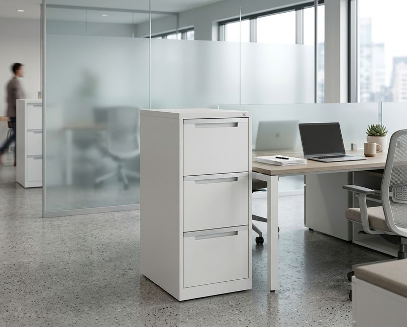 Ofix VFC20 Vertical 3-Drawer Filing Cabinet (White)