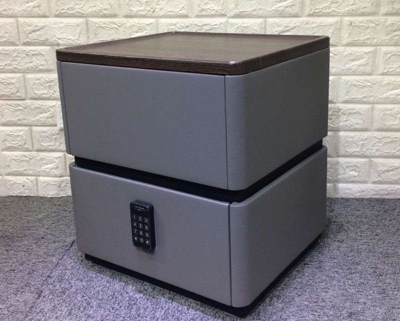Ofix Coco Smart Night Stand With Passcode Lock Bedside Drawer (Dark Gray)