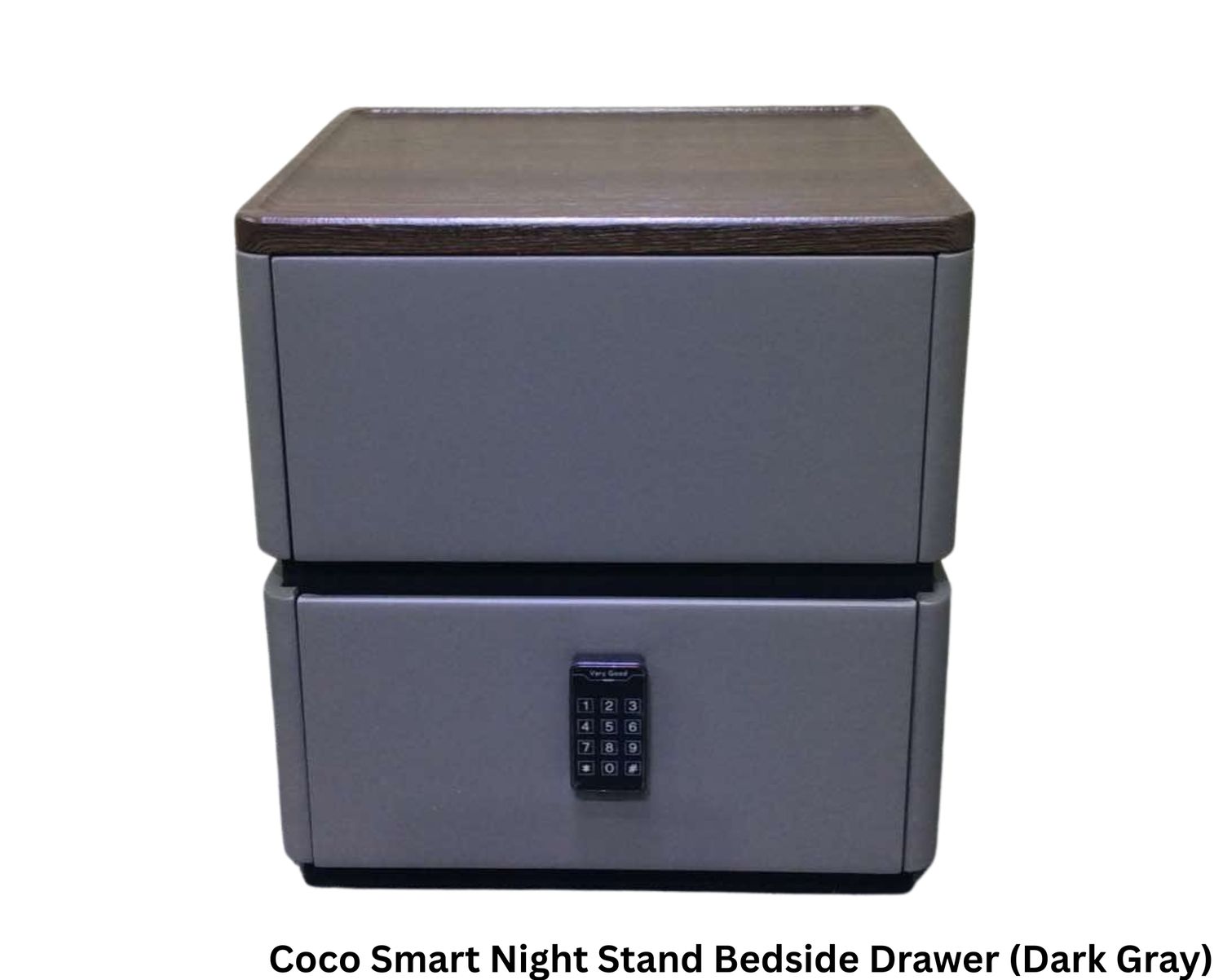 Ofix Coco Smart Night Stand With Passcode Lock Bedside Drawer (Dark Gray), Model: Coco Smart Night Stand Bedside Drawer (Dark Gray)